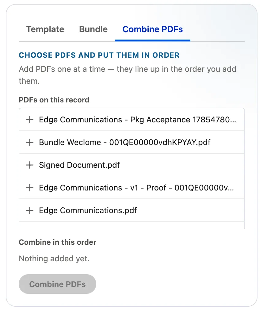 Combining PDFs from a record into a single merged document
