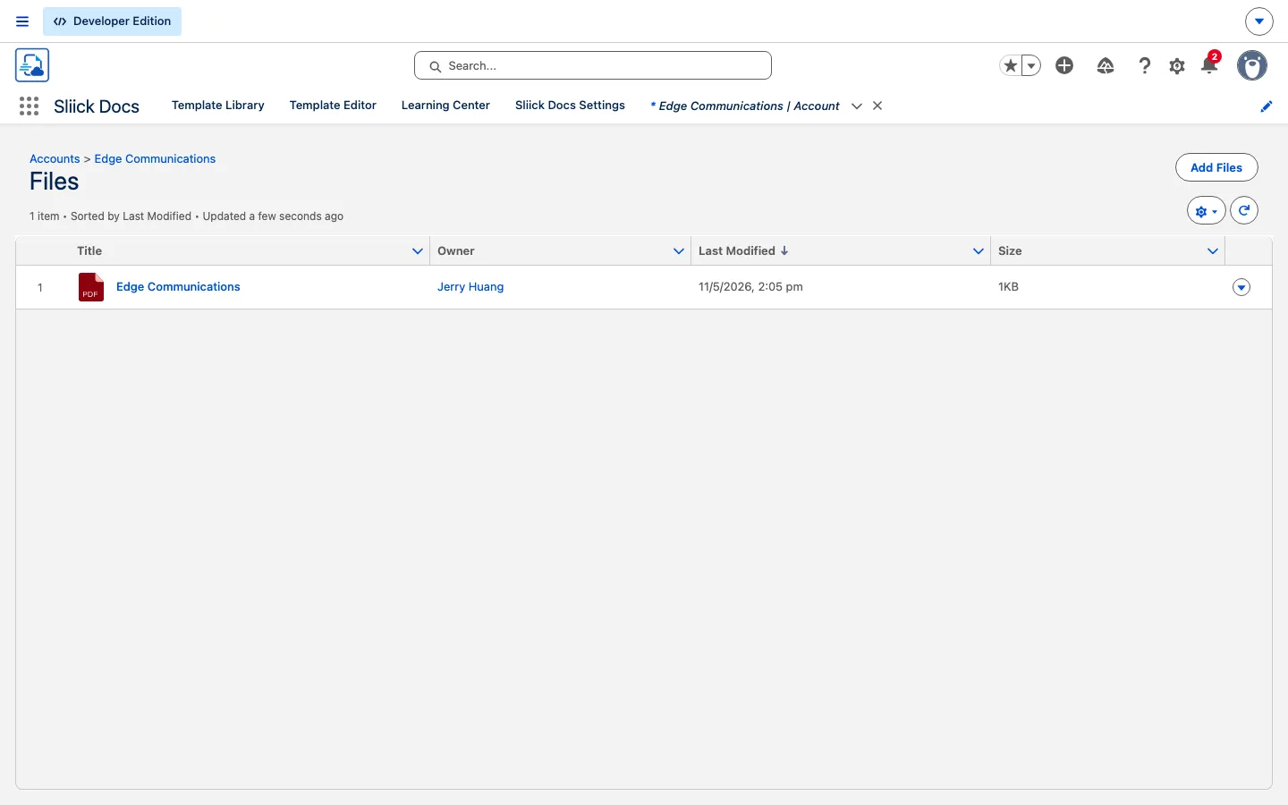 Generated PDF in Files